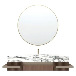 Revival Arabescato Vagli Marble and Wood Bathroom Vanity with Mirror