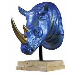 Rhinoceros Head Blue Bronze sculpture