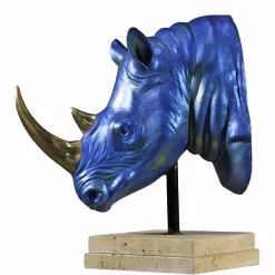 Rhinoceros Head Blue Bronze sculpture