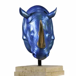Rhinoceros Head Blue Bronze sculpture