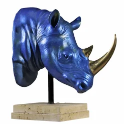 Rhinoceros Head Blue Bronze sculpture