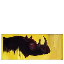 Rhinoceros In The Dry Grass Of The Savannah Enamel Painting On Wood