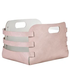 Riga Ash Rose and Oyster Leather Basket