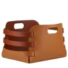 Riga Cognac and Bordeaux Leather Basket