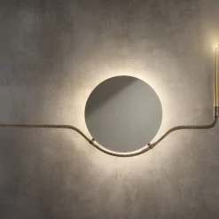 Rising Sun O Brass Finish Wall Mirror