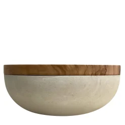 Rito N. 3 E Lecce Limestone Bowl with Olive Wood Lid