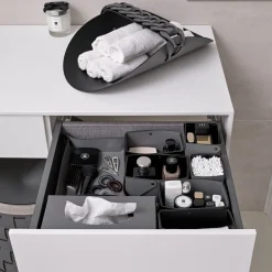 Riviera Black And Gray Leather Hand Towel Basket