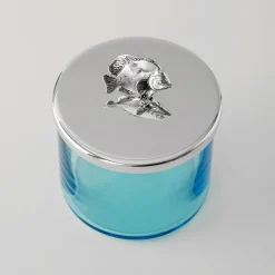 Riviera Blue Crystal with Fish Handle Trinket Box