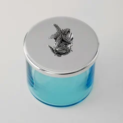 Riviera Blue Crystal with Starfish Handle Trinket Box