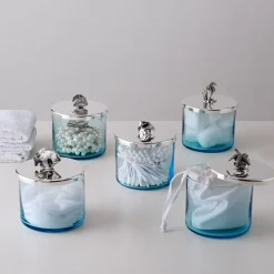 Riviera Blue Crystal with Seahorse Handle Trinket Box