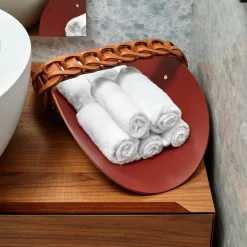 Riviera Cognac and Bordeaux Leather Vide Poche