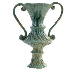 Rocco Anse Green Ceramic Sculptural Vase