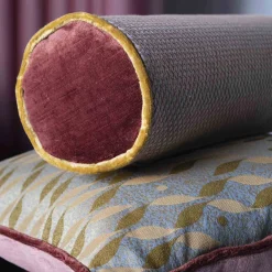 Roll Cushion in False Unit Jacquard Fabric