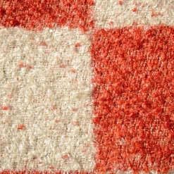 Ronce Square Checkered Orange & Beige Mohair Cushion