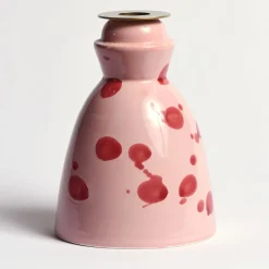 Rose Ceramic Candlestick with 4 Scented Candles