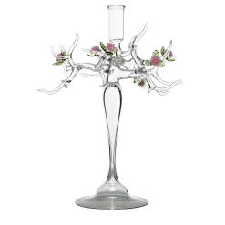Rose Glass Candlestick