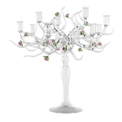Rose Glass With Floral Details Candelabra