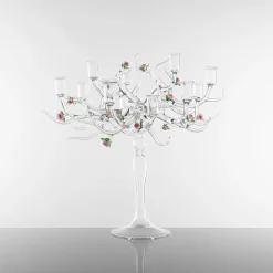 Rose Glass With Floral Details Candelabra