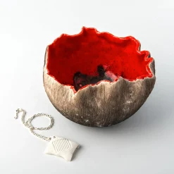 Rosso Di Sera Red Ceramic Decorative Bowl by Nino Basso #3