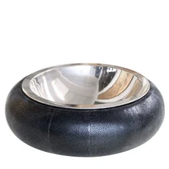 Round Black Galuchat Silvery Bowl