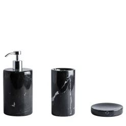 Round Black Marquina Marble Bathroom Set