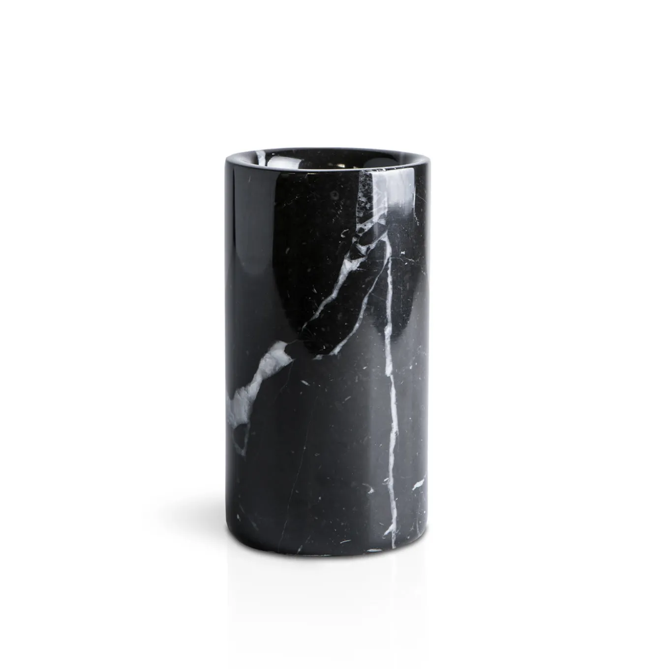 Round Black Marquina Marble Bathroom Set