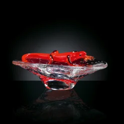 Round Bowl with Red Gecko