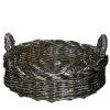 Round Metal Plated Woven Decorative Basket Tray