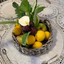 Round Metal Plated Woven Decorative Basket Tray