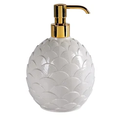 ROUND PEACOCK SOAP DISPENSER - WHITE