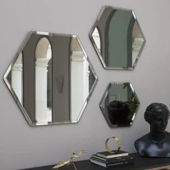 Ruby Large Smoky Hexagonal Mirror