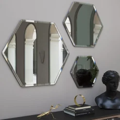 Ruby Small Smoky Hexagonal Mirror