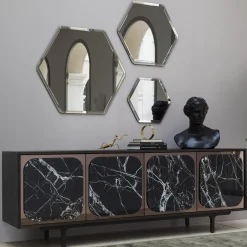 Ruby Small Smoky Hexagonal Mirror