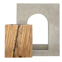 Ruderi 03 Olive Wood & Lecce Limestone Sculpture