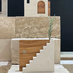 Ruderi 06 Olive Wood & Lecce Limestone Sculpture