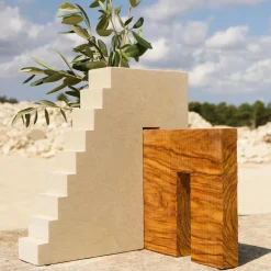 Ruderi 02 Olive Wood & Lecce Limestone Sculpture