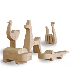 Safari Hippo Beige Marble Sculpture by Matteo Ragni