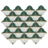 Saffron Green Ceramic Tile Composition with Floral Design