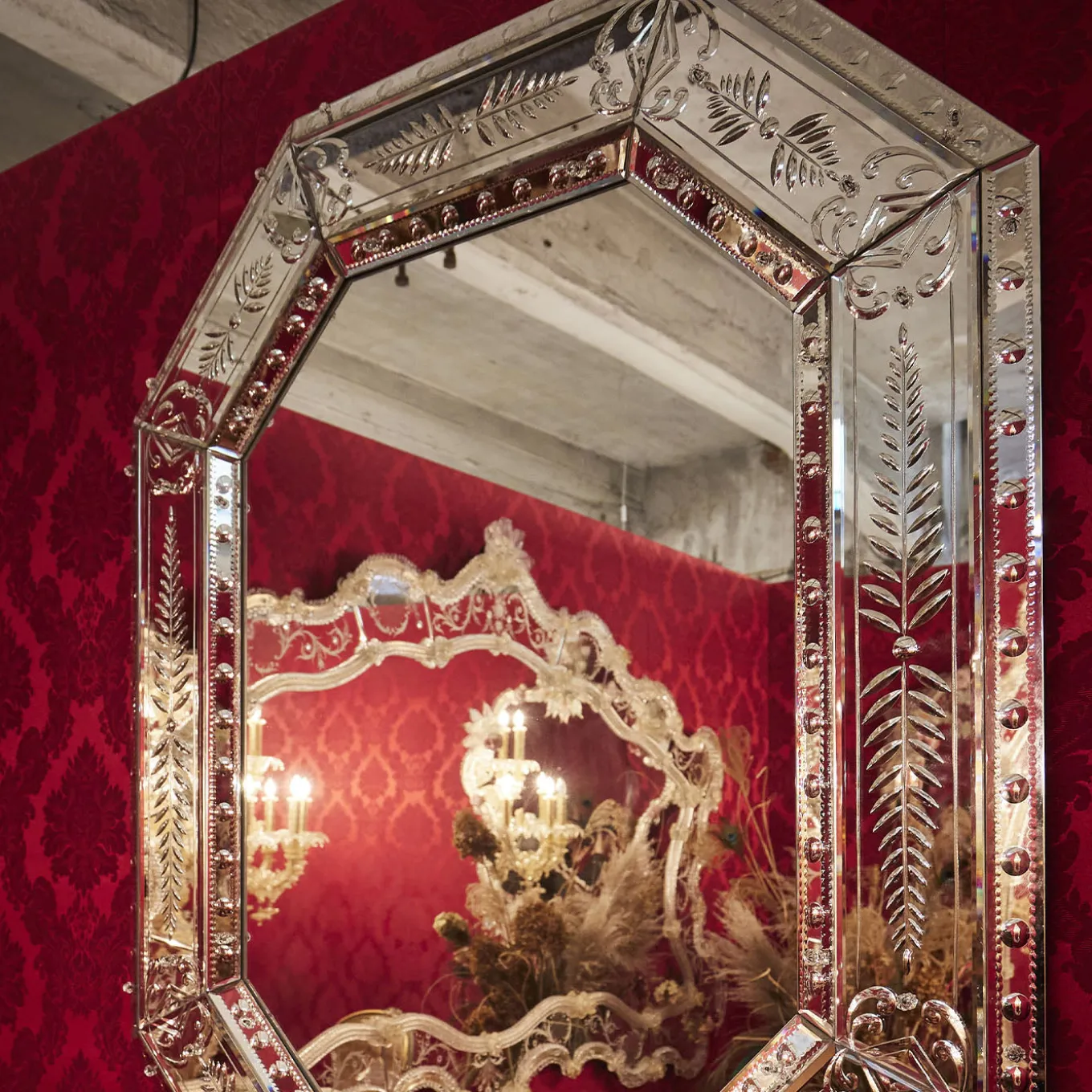 Salviati Octagonal Silver Wall Mirror