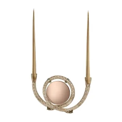 San Marco Mirroring Champagne Murano Glass Candleholder