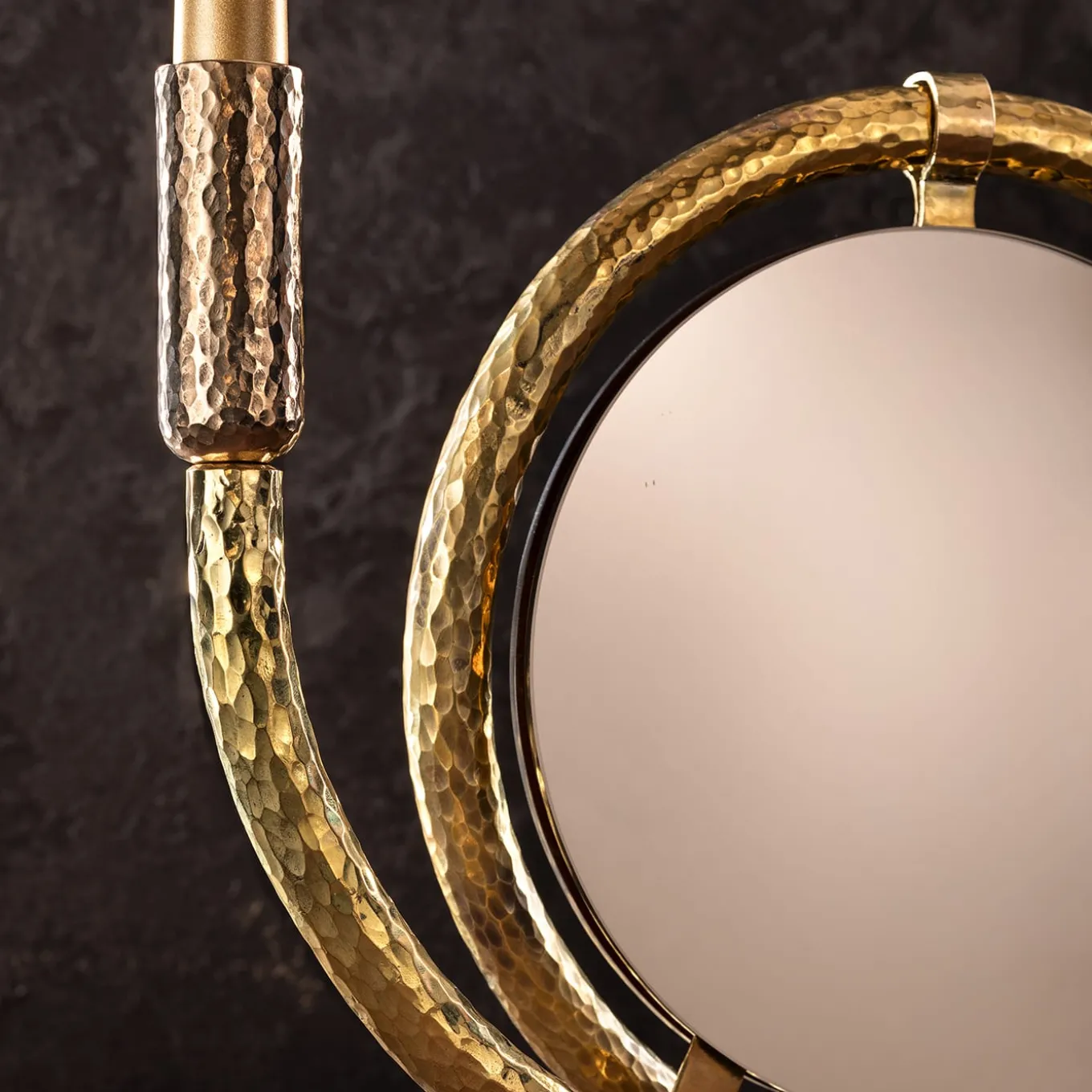 San Marco Mirroring Hammered Brass Candleholder