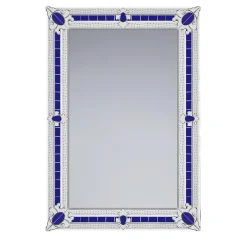 San Toma Blue Contemporay Murano Glass Mirror