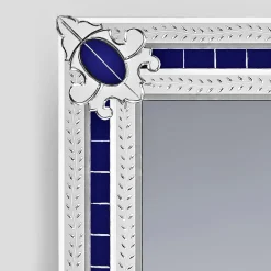 San Toma Blue Contemporay Murano Glass Mirror