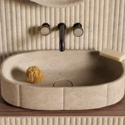 Sartoriale Oval Beige Marble Countertop Washbasin