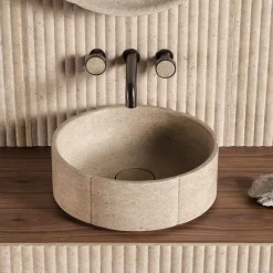 Sartoriale Round Beige Marble Countertop Washbasin