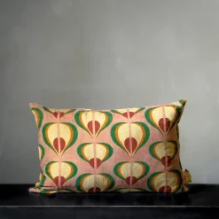 Sassifraga Rectangular Patterned Polychrome Velvet Cushion