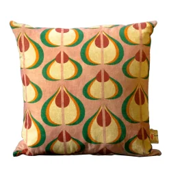 Sassifraga Square Patterned Polychrome Velvet Cushion