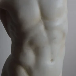 Satyr Torso Carrara Marble Sculpture with base