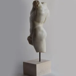 Satyr Torso Carrara Marble Sculpture with base