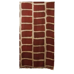 Scilla Patterned Brick-Red & Sand Linen Blanket